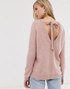 Vila Open Back Knitted Sweater-pink