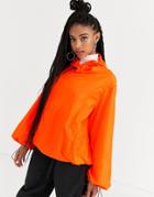 Asos Design Overhead Rain Jacket With Contrast Detail In Orange