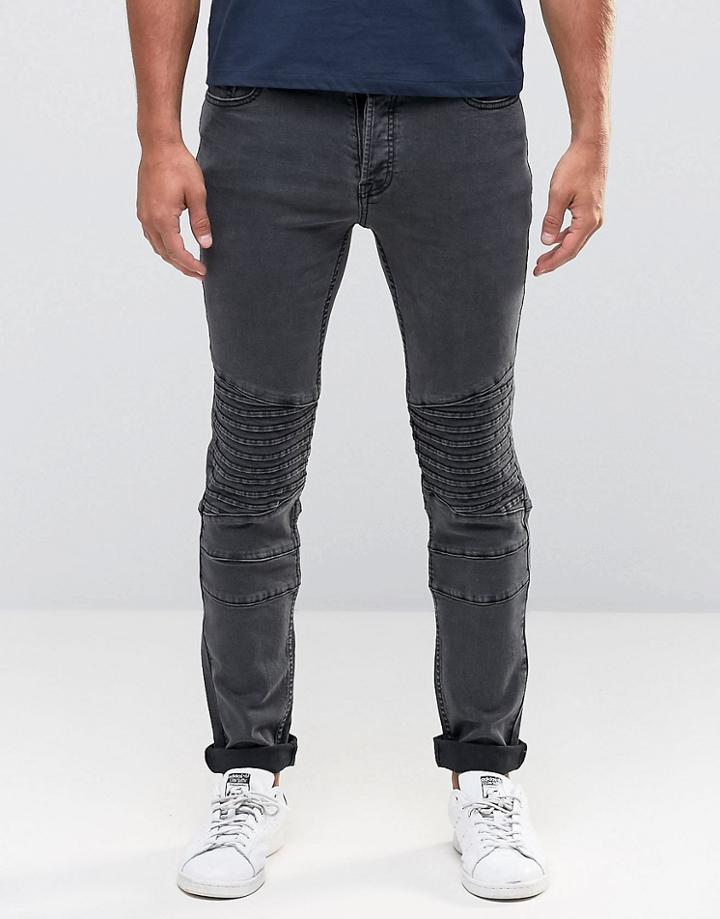 Only & Sons Biker Jeans In Slim Fit - Black