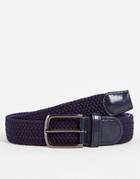 French Connection Woven Belt In Navy