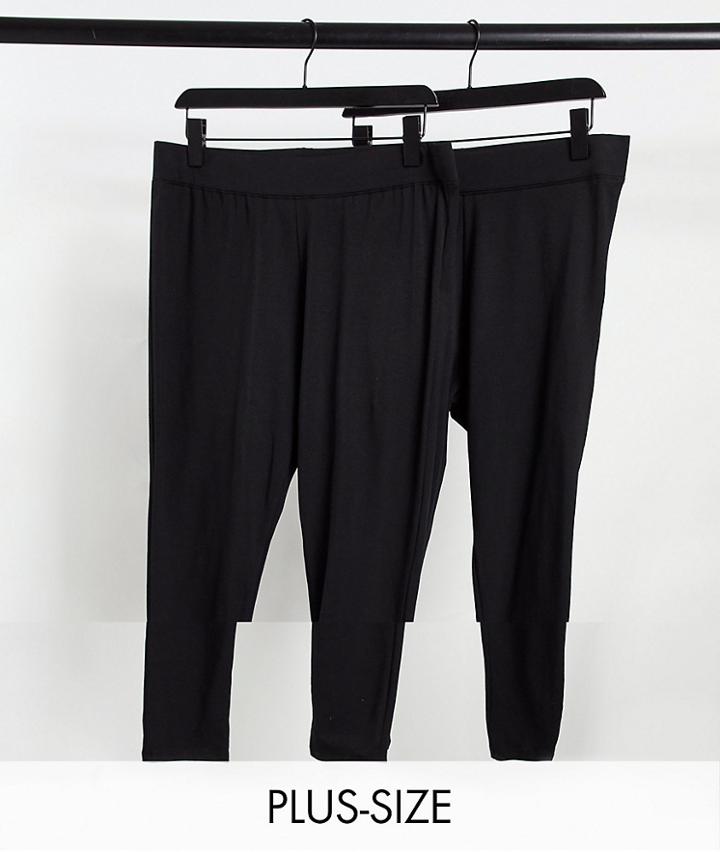 Simply Be 2 Pack Cotton Leggings In Black