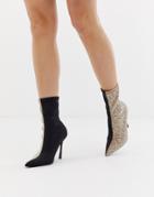 Asos Design Esme Pointed Heeled Boots In Snake-black