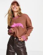 Asos Design Sweater With Dolphin Pattern-multi