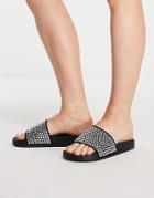 Asos Design Fixation Diamante Embellished Slides In Black