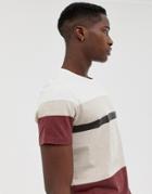 Selected Homme T-shirt With Block Panel Stripes-red