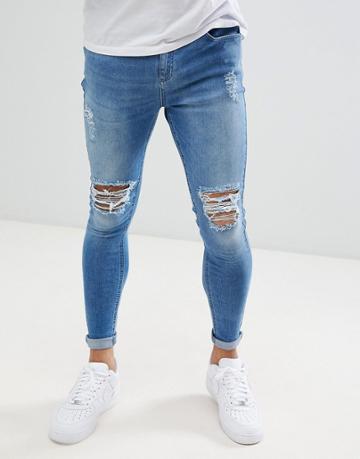 Aces Couture Muscle Jeans In Light Wash - Blue