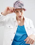 Asos Design Festival Reversible Bucket Hat In Black With Bright Leaf Design - Multi