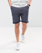 Redefined Rebel Jersey Short With Distressing And Raw Hems - Blue