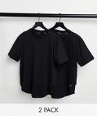 Only & Sons 2 Pack Longline Curved Hem T-shirt In Black