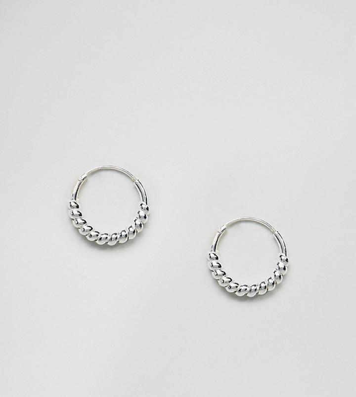 Asos Sterling Silver Twist Wrap Hoop Earrings - Silver