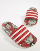 Adidas X Farm Adilette Slider Sandals In Tropical Print - Multi