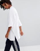Asos Extreme Oversized Super Longline T-shirt With Side Splits In White - White