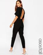 Asos Tall Jumpsuit With Open Back And D-ring - Black