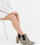 Asos Design Wide Fit Bravo Chelsea Ankle Boots In Snake Print-multi