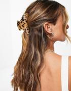 Asos Design Hair Clip Claw In Milky Tort Scallop Design-multi