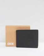 Asos Leather Wallet In Black With Saffiano Emboss - Black