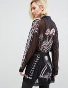 Religion Salvation Skull Kimono - Black