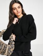 Selected Bailey Puffed Sleeve Sweater In Black