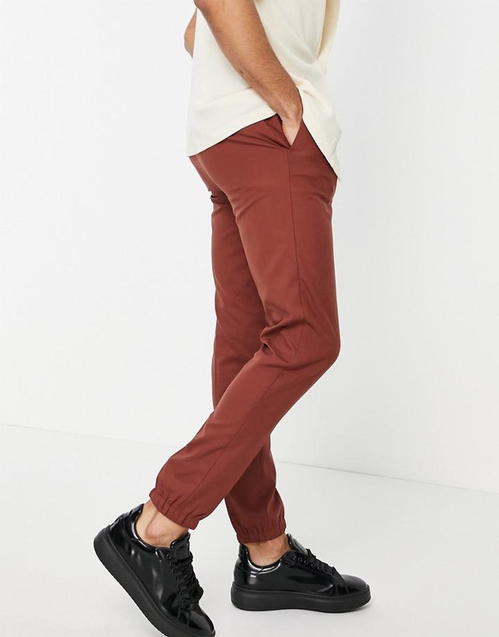 Asos Design Skinny Smart Joggers In Rust-brown