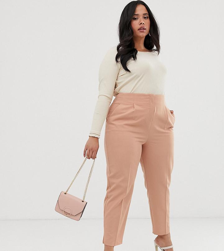 Asos Design Curve Mix & Match High Waist Cigarette Pants-beige