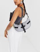 Asos Design 90s Shoulder Bag With Hardware In Reflective - Silver