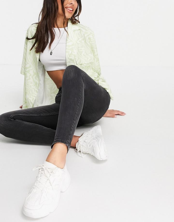 Monki Skinny Jeans In Washed Black