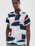 Selected Homme Revere Collar Shirt With All Over Color Print - White