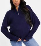Asos Design Maternity High Neck Sweater With Zip Detail In Navy - Part Of A Set