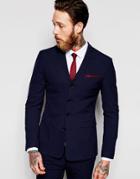Asos Super Skinny Four Button Suit Jacket In Navy - Navy