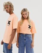 Collusion Unisex Logo T-shirt In Orange - Orange
