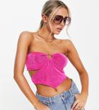 Asyou Bandeau Ring Detail Scarf Top In Hot Pink