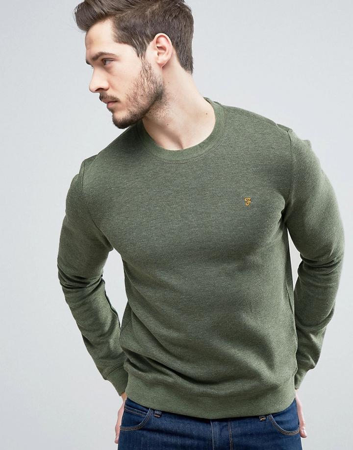 Farah Tiller Crew Sweat Slim Fit In Green Marl - Green