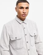 Topman Relaxed Cord Shirt In Gray-grey