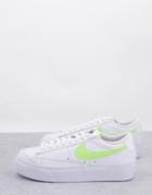 Nike Blazer Low Platform Sneakers In White/light Lemon Twist