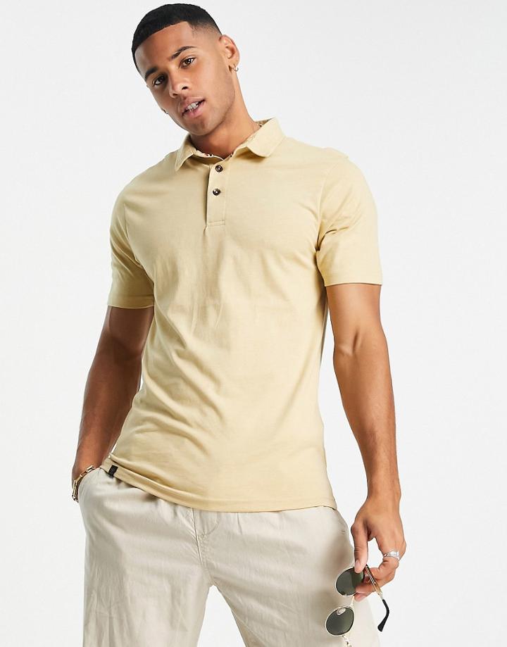 Le Breve Muscle Fit Polo In Stone-neutral