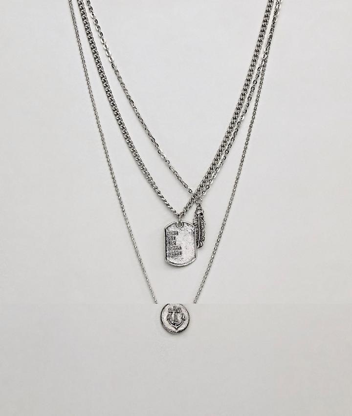 Stradivarius Set Of 3 Necklaces In Silver - Silver