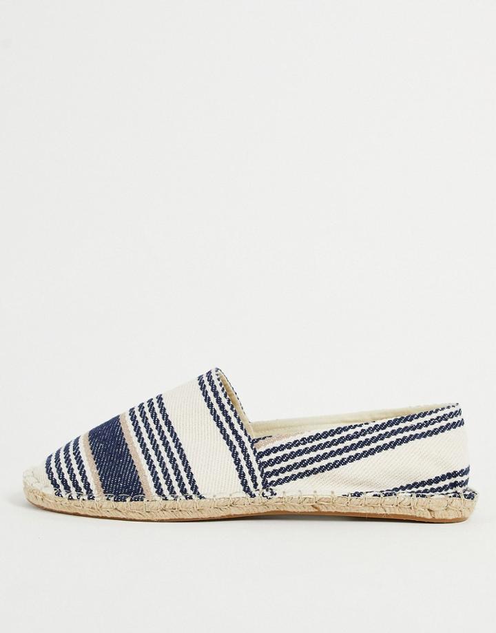 Asos Design Espadrilles In Navy And White Stripe-multi