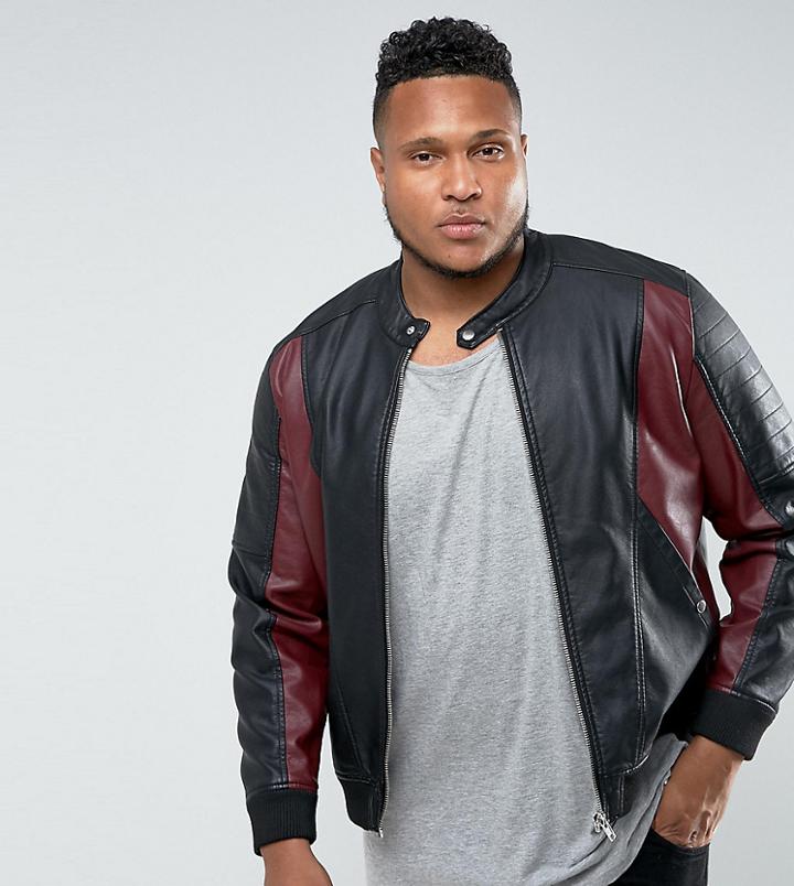 Barney's Originals Plus Faux Leather Jacket - Black
