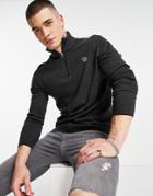Ps Paul Smith Half Zip Zebra Logo Sweater In Charcoal-grey