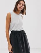 Weekday Relaxed High Neck Tank With Drop Arm In Gray Melange - Gray