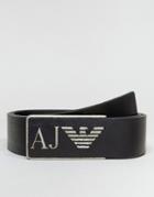 Armani Jeans Logo Belt In Black - Black