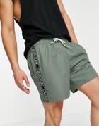 Calvin Klein Medium Drawstring Swim Shorts In Khaki-green
