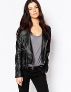 Brave Soul Pu Biker Jacket With Fringing - Black