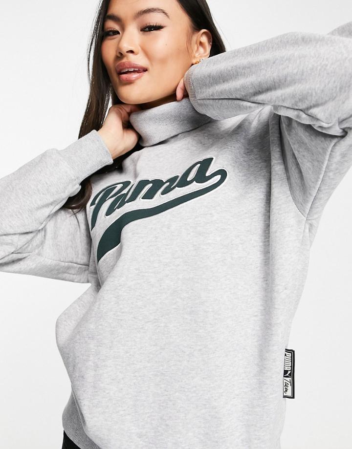 Puma Varsity High Neck Sweatshirt In Gray