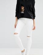 Missguided Tall Vice High Waisted Slash Knee Super Stretch Skinny Jean - White
