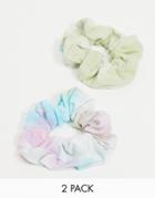 My Accessories London Hair Scrunchie Multipack X 2 In Tie Dye Print