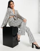 4th & Reckless Satin Flared Beach Pant In Zebra Print - Part Of A Set-multi