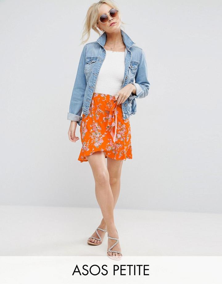 Asos Petite Mini Skirt In Ditsy Print - Red