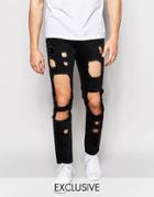 Brooklyn Supply Co Skinny Jeans Cut Out Washed Black - Washed Black