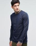 Minimum Long Sleeve Striped T-shirt - Navy